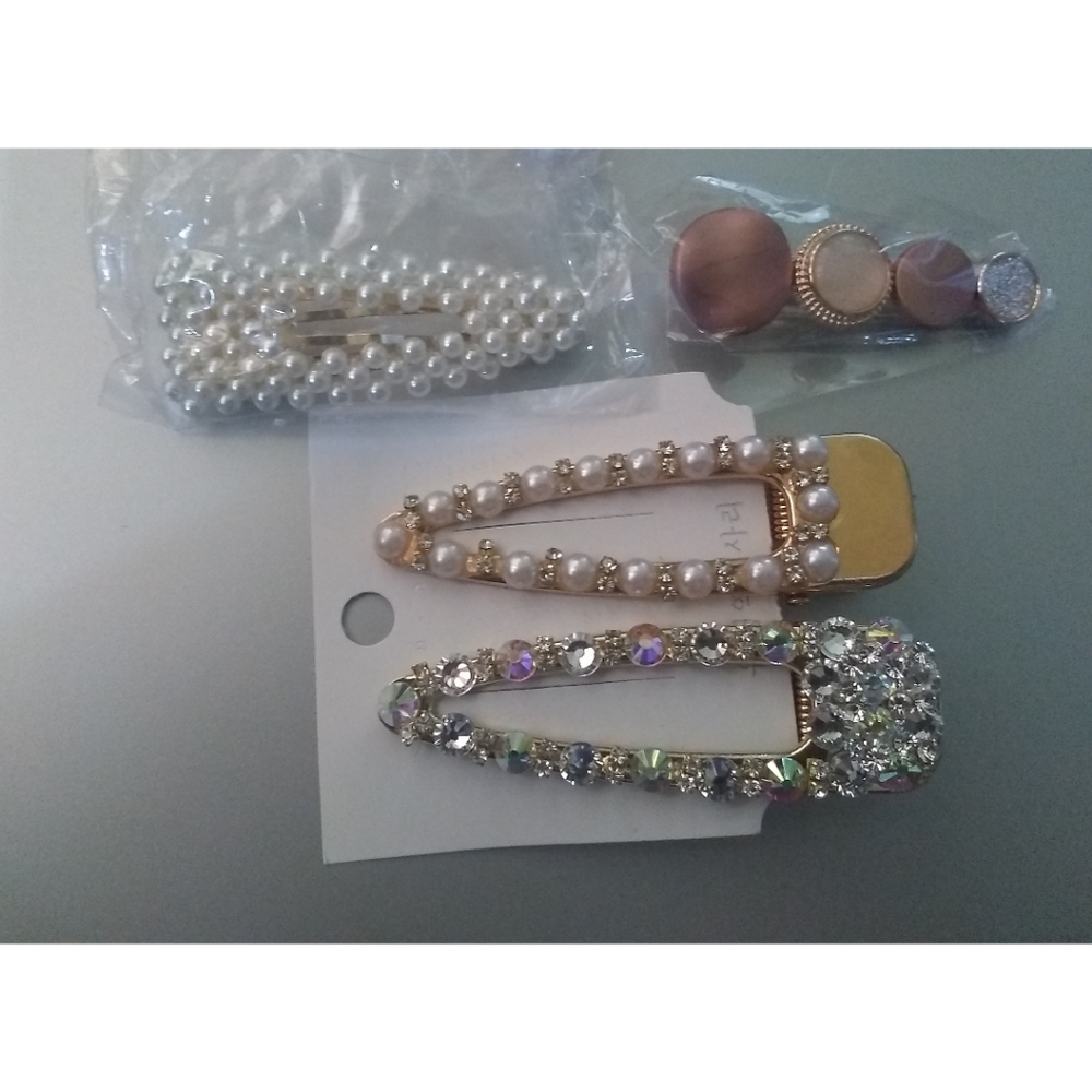 Trendy Pastel and Rhinestone Hair Clip Set